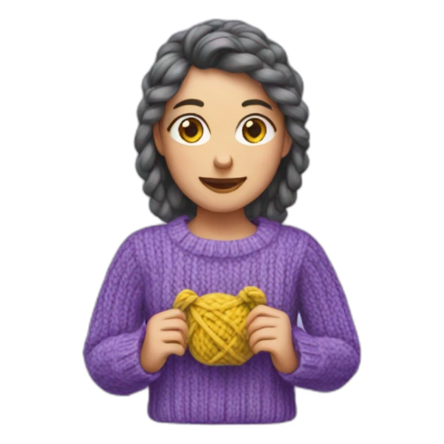 Knitting violet sweater sticker