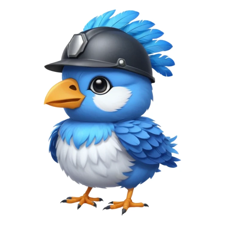 cute toon bird with helmet sticker