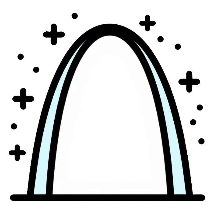 Saint Louis Gateway Arch with snowflakes falling around it sticker
