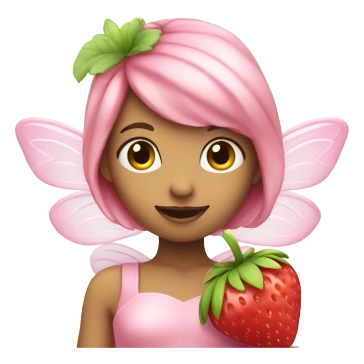 pink fairy holding strawberry sticker