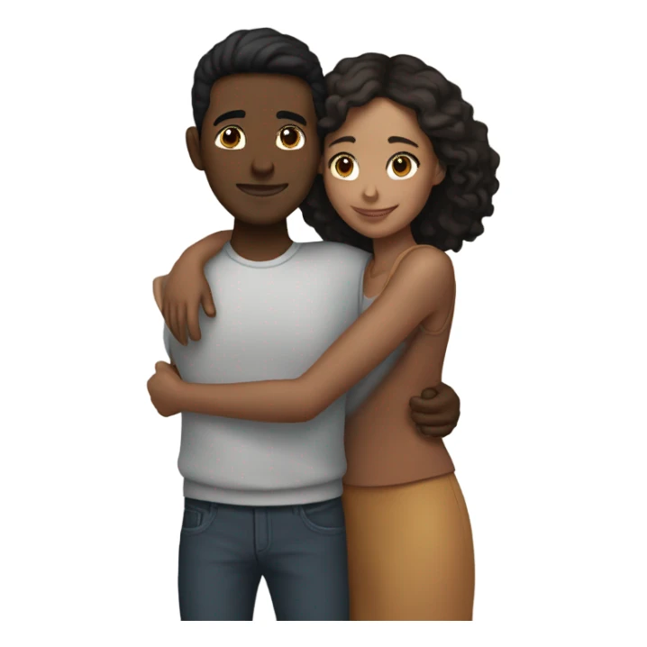 Interracial brunette couple hugging sticker