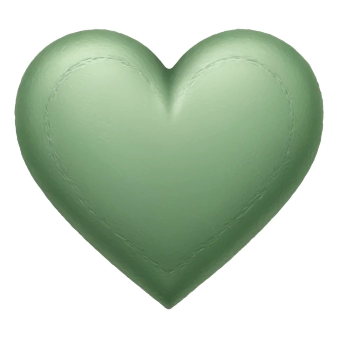 sage green heart, sketched sticker