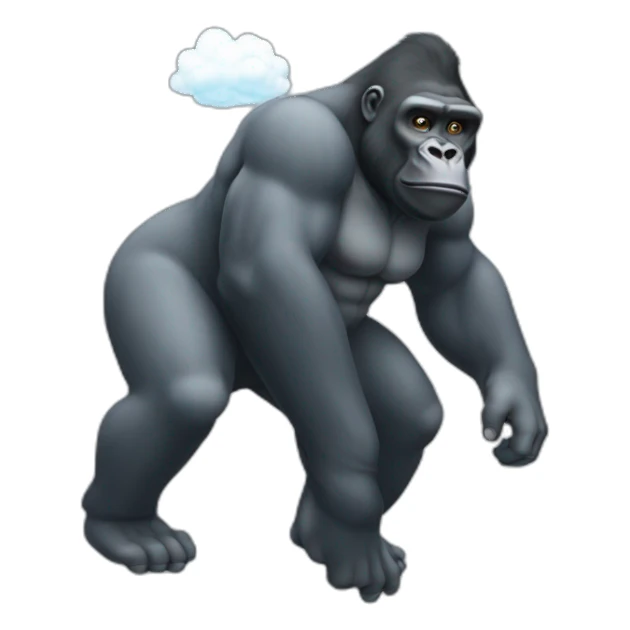 Gorilla body farting with cloud in the back sticker