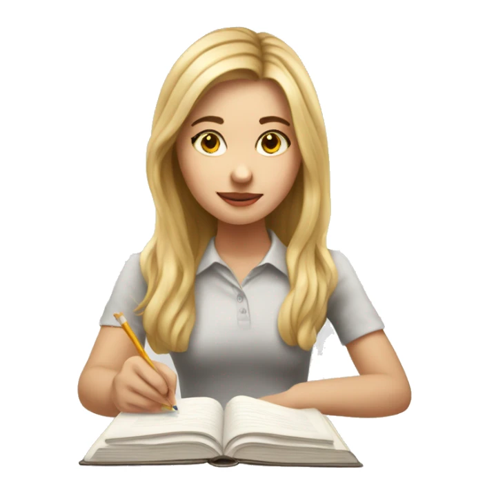 studing white girl doing her homework sticker