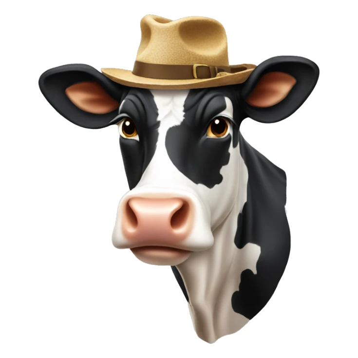 Cow wearing a hat sticker