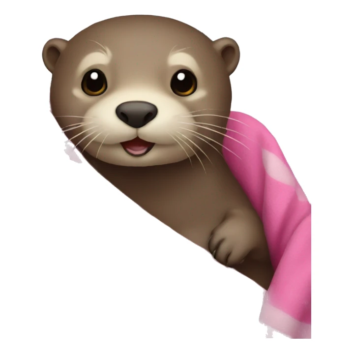 Otter with a pink blanket  sticker