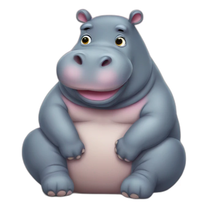 Fat hippo sitting down sticker