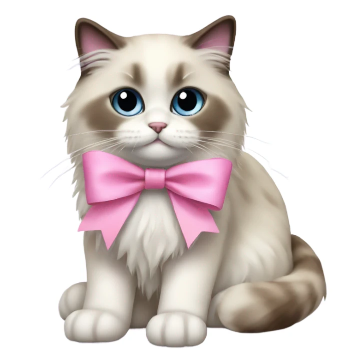 Ragdoll cat with a pink bow sticker