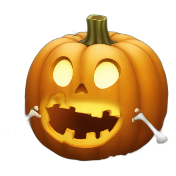 a Halloween pumpkin with skeleton hands takes root sticker