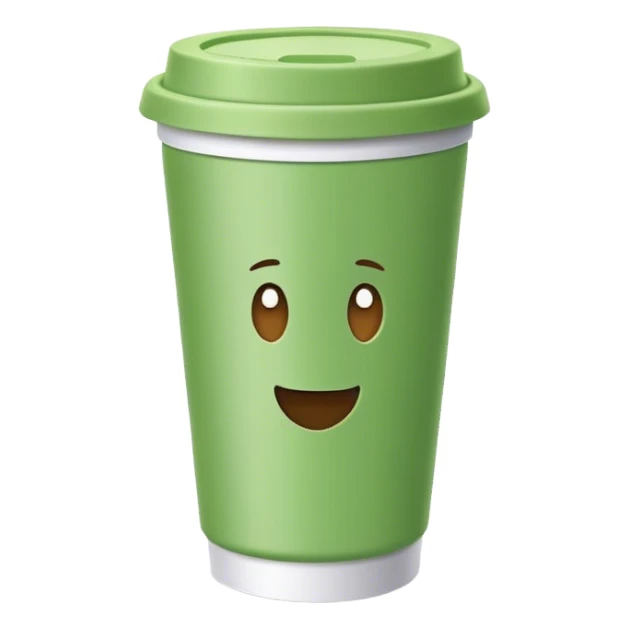 green paper cup with  plastic lid on it sticker