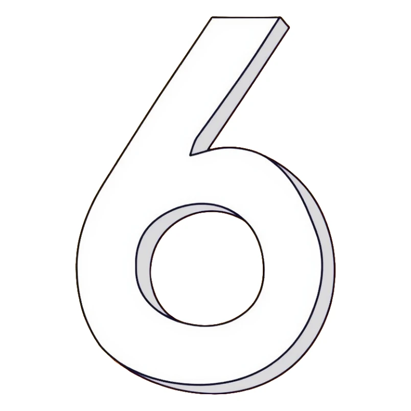 Number 6 on a yellow volumetric background sticker