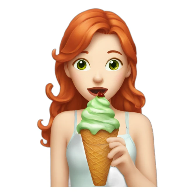 greeneyed redhead licking icecream sticker