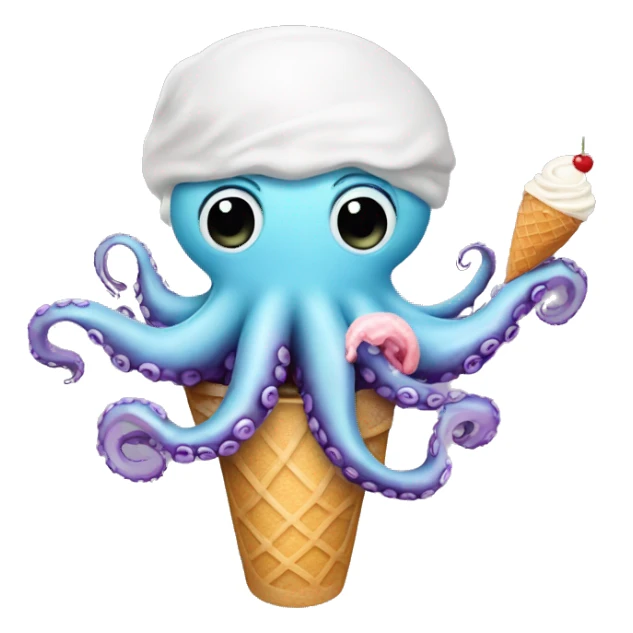 octopus eating icecream sticker