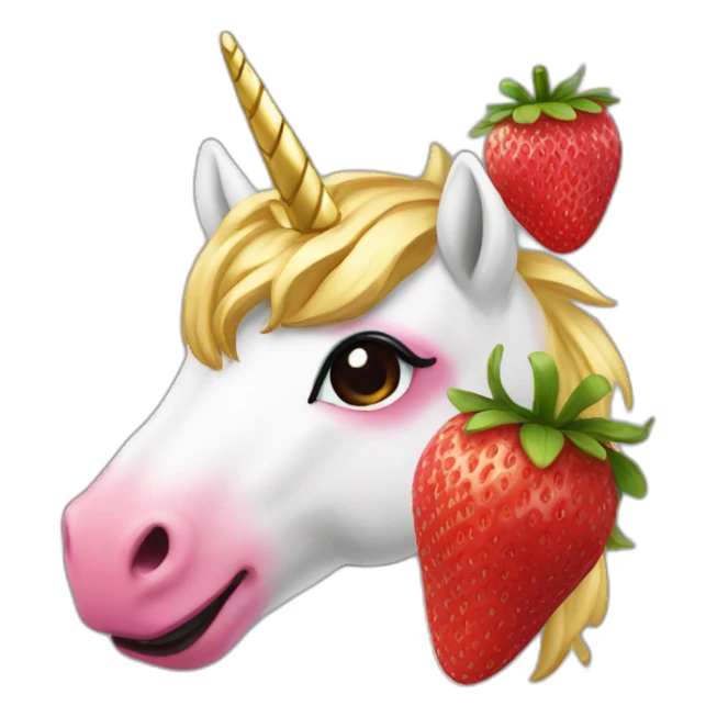 A strawberry on a unicorn sticker