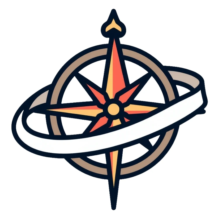 compass with elegant white ribbon wrapped around it sticker