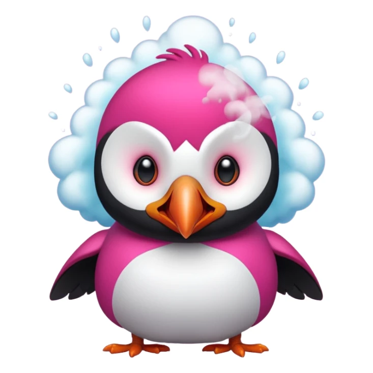 pink puffin angry steam sticker