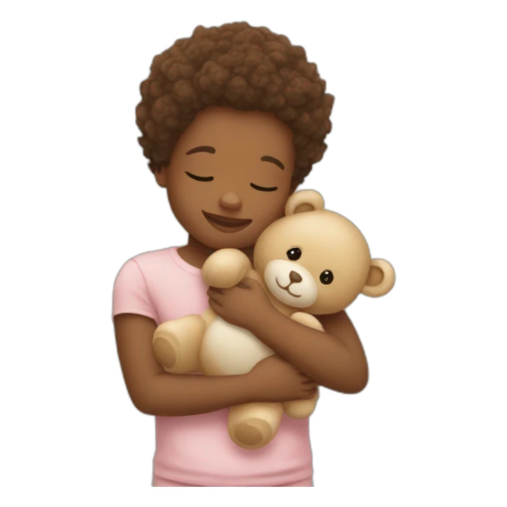 The newborn  hugs a teddy bear sticker