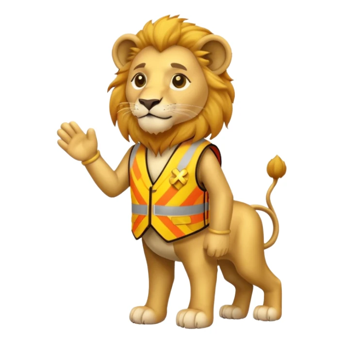 Lion with a cross walk vest on sticker