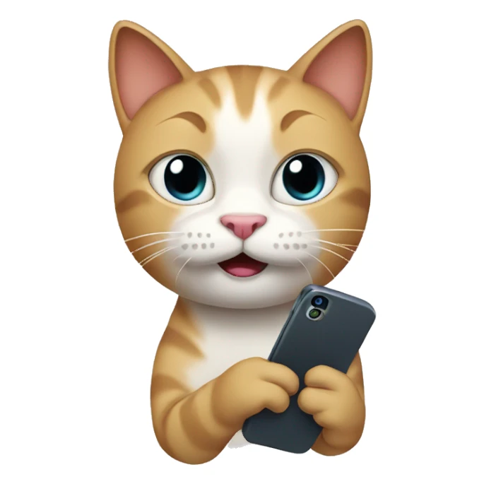 cat with phone sticker