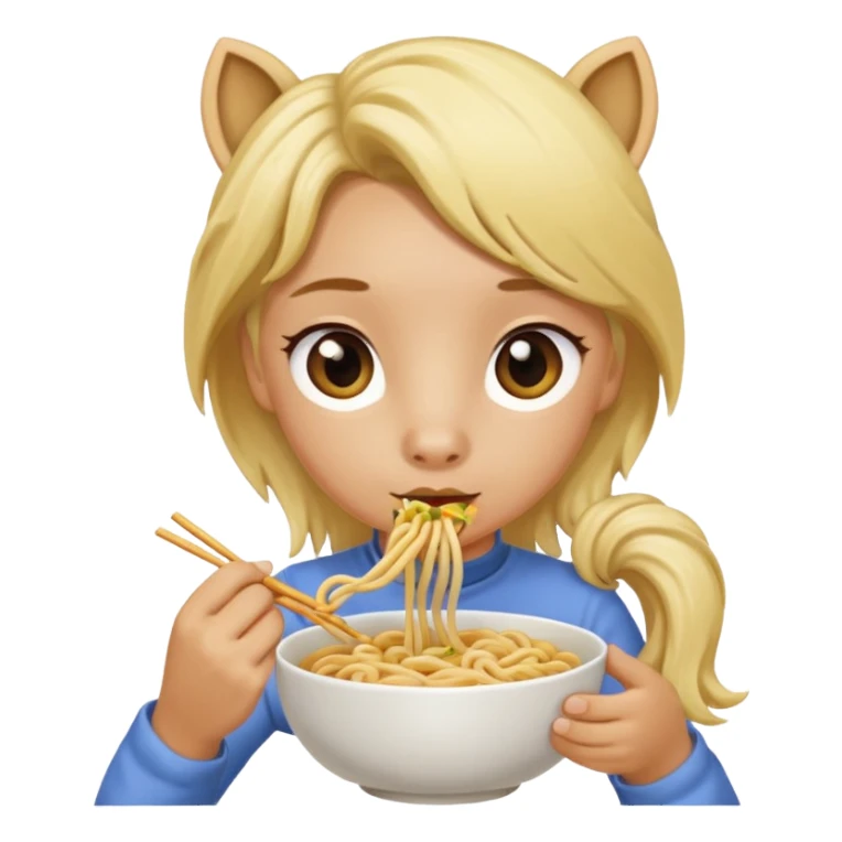 blonde pony eating noodle sticker