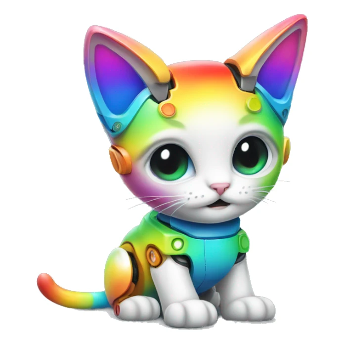 Rainbow kitten robot sticker