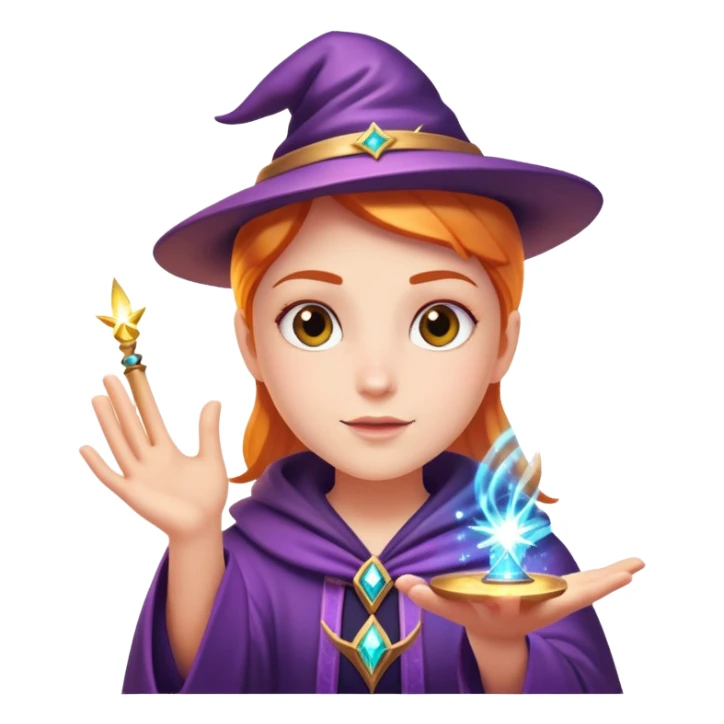 character casting a magic spell with sparkles and magic effects sticker