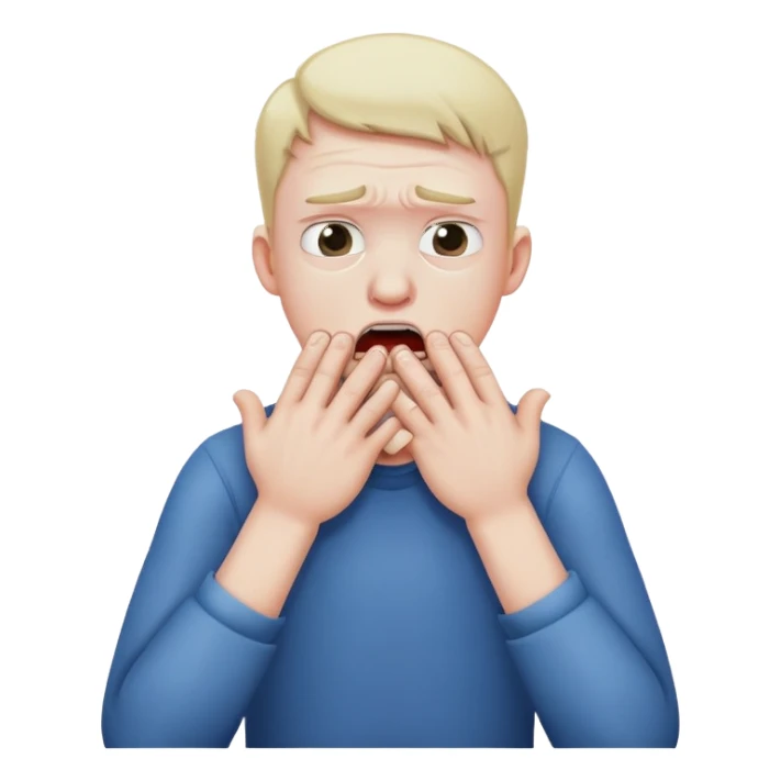 Man choking himself with his hands while being frustrated  sticker