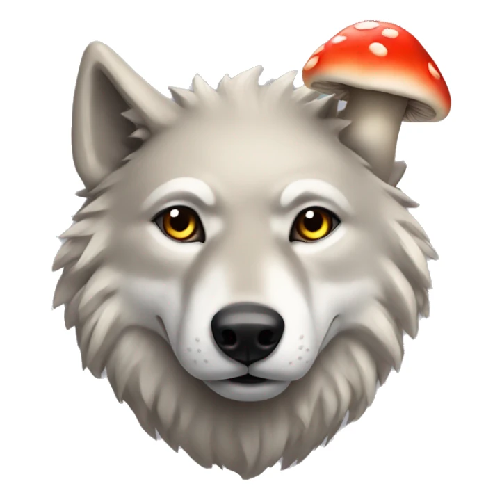 Wolf with murshroom on head sticker