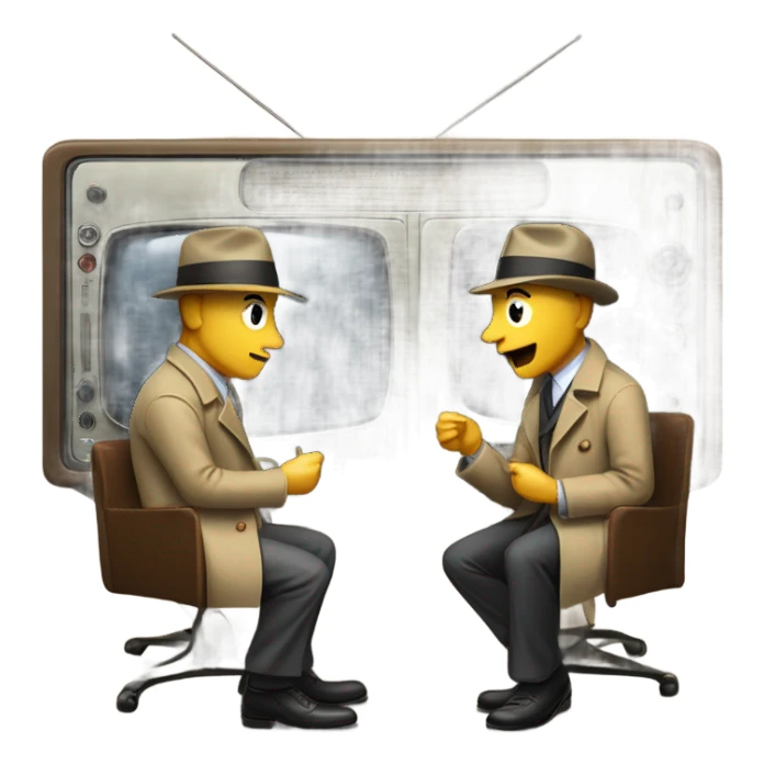 two detectives in a vintage TV set sticker