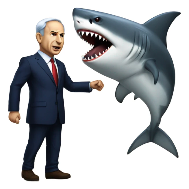netanyahu fighting a shark sticker
