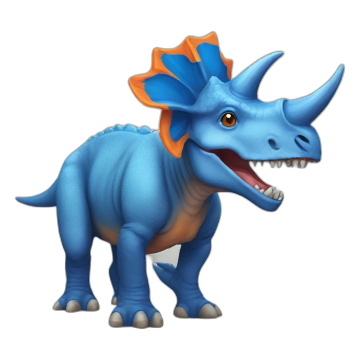 Blue triceratops with orange horns sticker