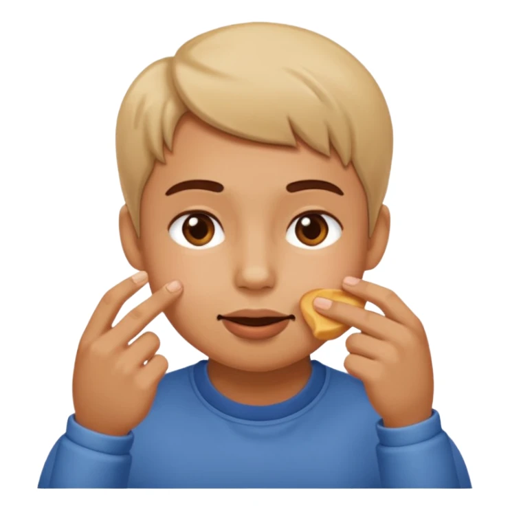 It's like push your cheeks gently pressed by fingers while you're eating. sticker