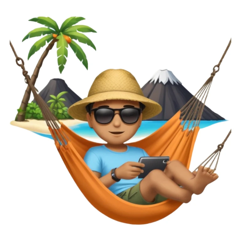 palm tree with hammock in Volcano Island sticker