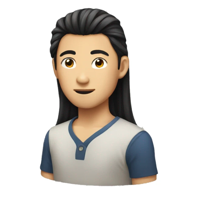 asian boy with long hair sticker