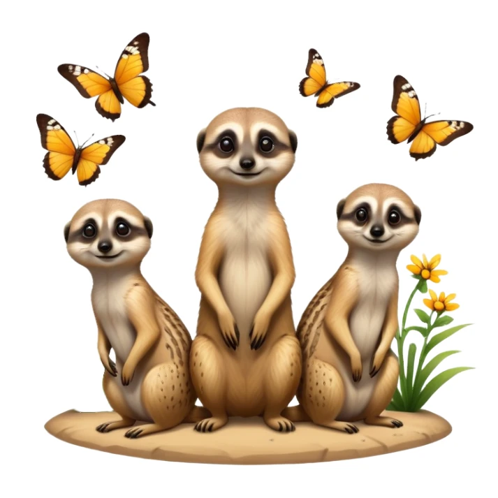 Meerkats and butterflies  sticker