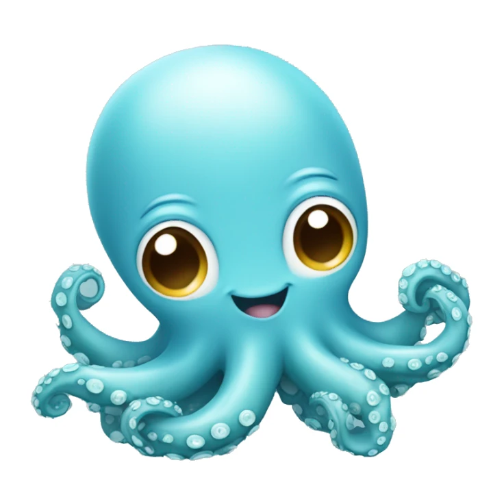 Smiling cute light blue octopus sticker