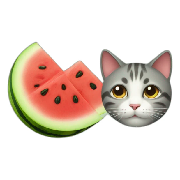 left face cat, right face watermelon sticker