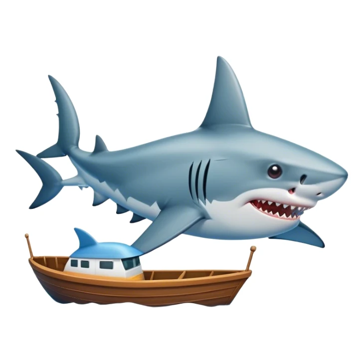Shark with boat sticker