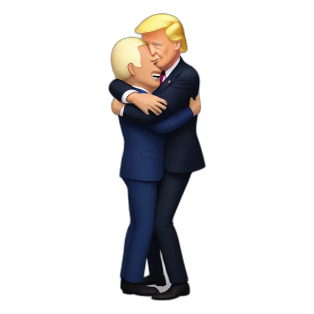 Trump hugging Biden sticker
