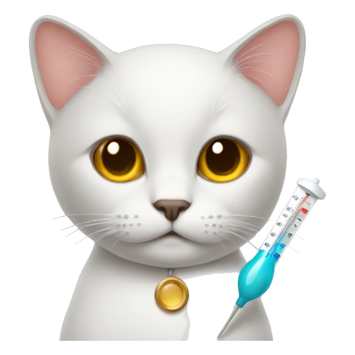 cat holding thermometer  sticker