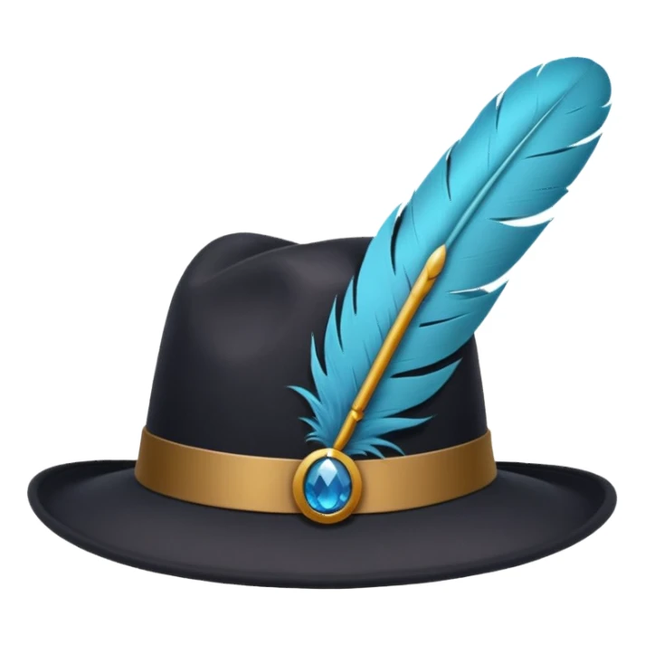 classic hat with a feather sticker