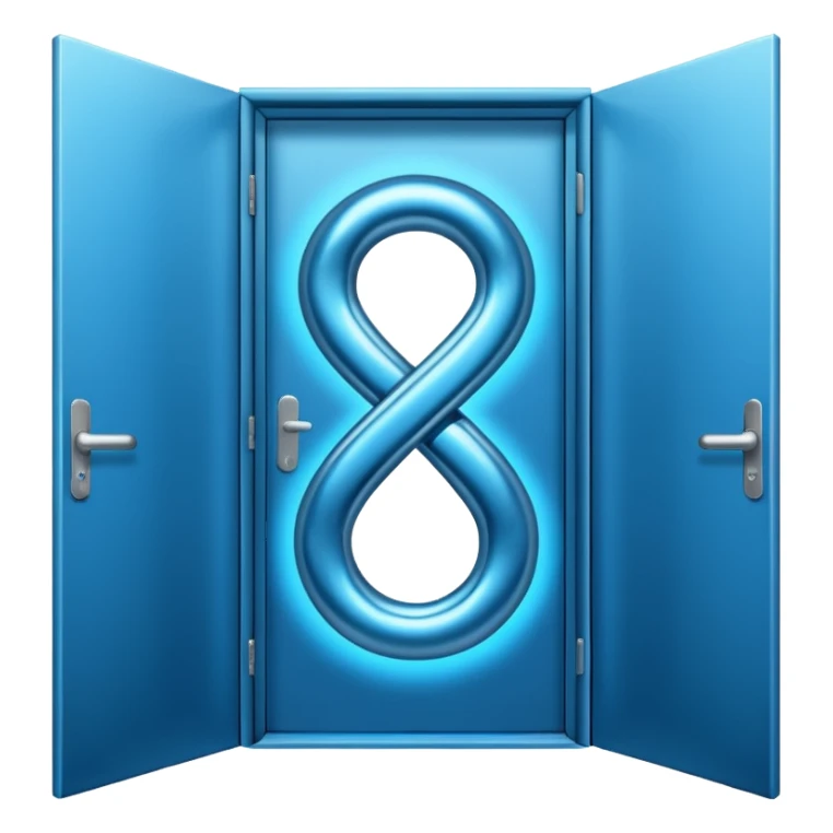 open door with glowing infinity sign sticker