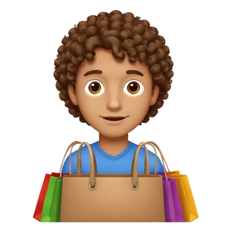 man with curly hair shopping sticker
