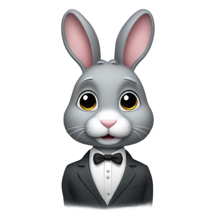Grey bunny in a suit sticker