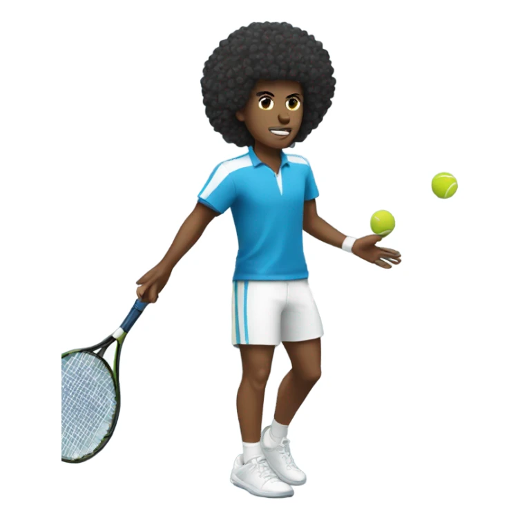 A tennis player with an afro sticker