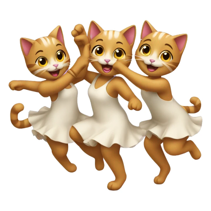 four happy girl cats dancing sticker