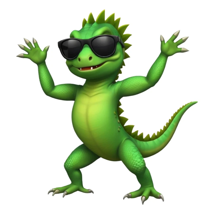 capitalist iguana with black sunglasses dancing sticker