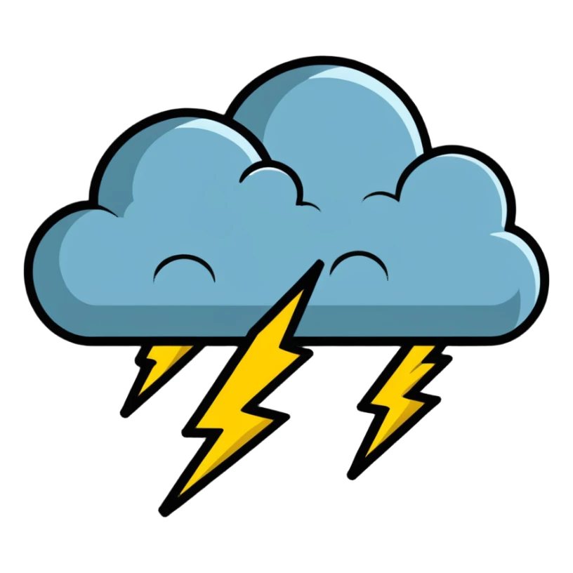 dramatic storm cloud with lightning bolts sticker