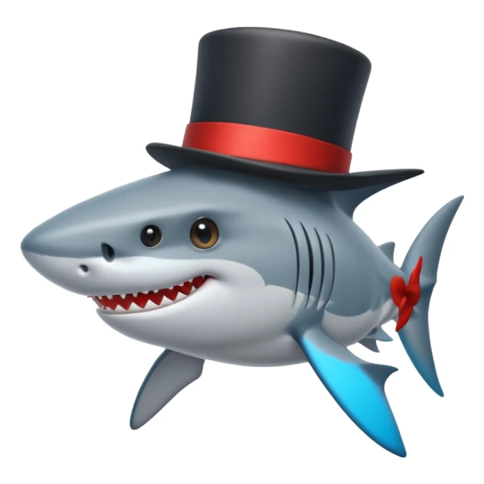 Shark with a top hat sticker