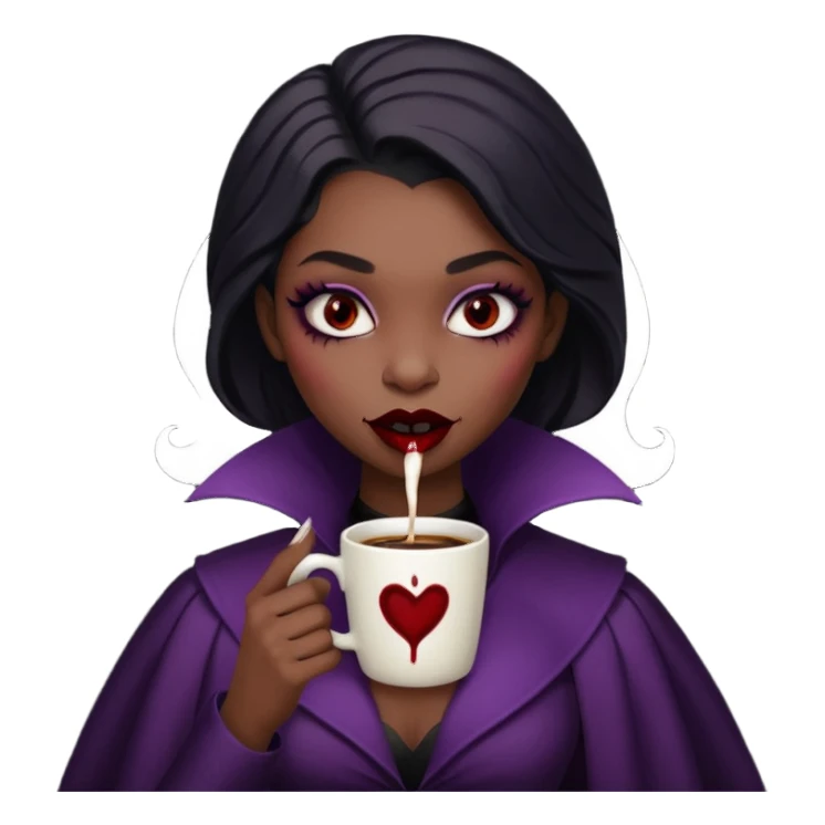 black girl vampire drinking coffee sticker